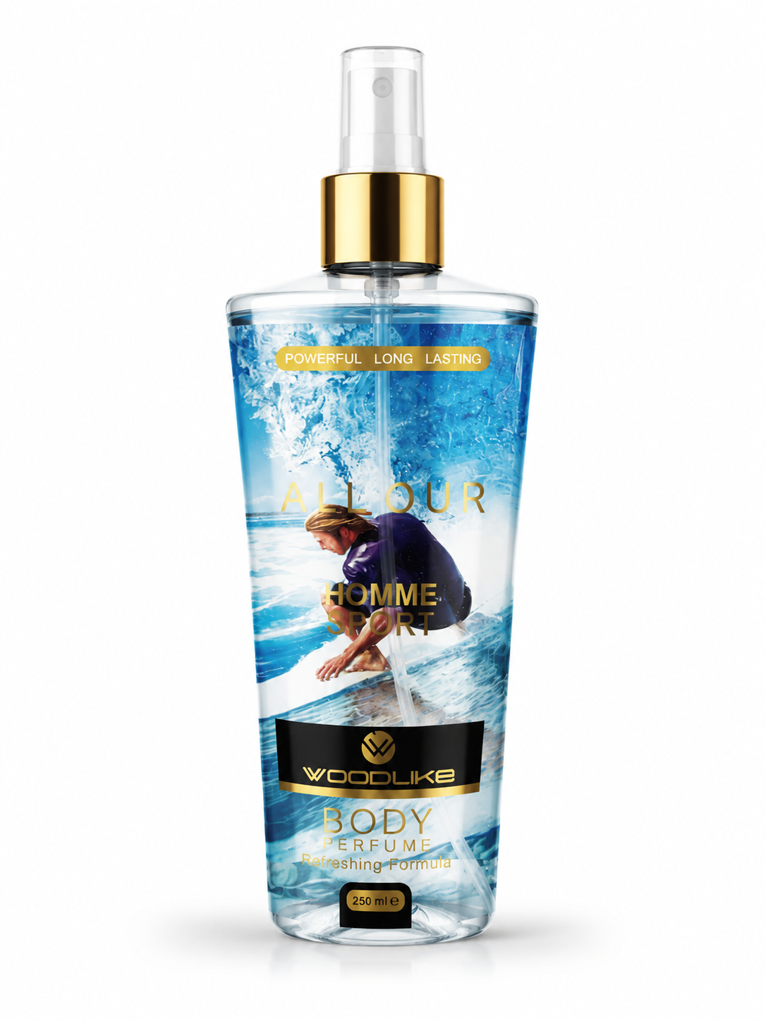 بادی اسپلش مردانه وودلایک مدل ALLOUR HOMME SPORT حجم 250 میل