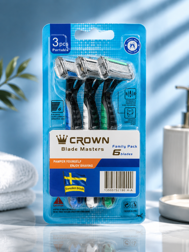 پک ۳ عددی تیغ اصلاح مردانه کراون مدل 6 Blades
