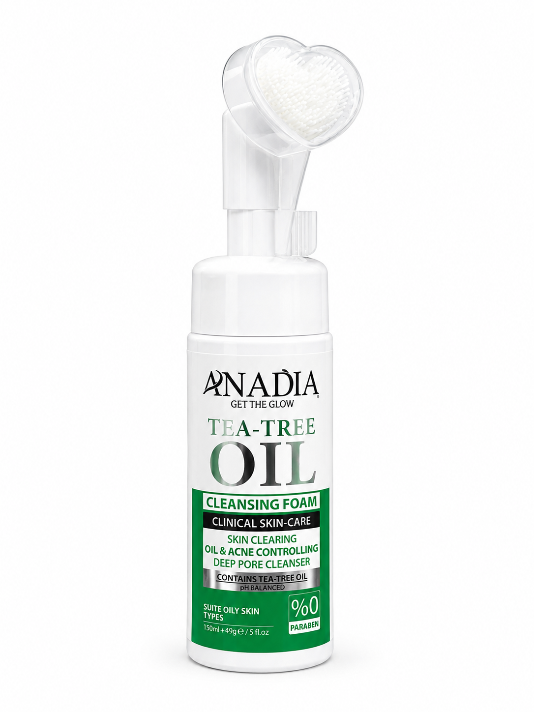 فوم شستشوی صورت براش دار آنادیا ANADIA Tea-Tree Oil حجم 150 میل