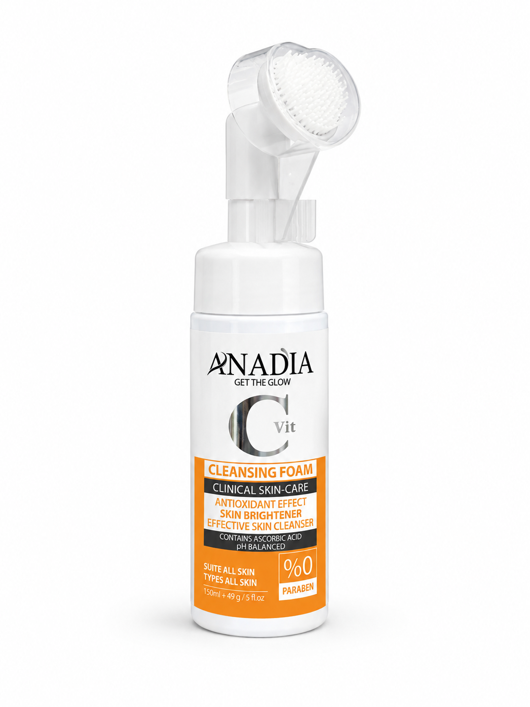 فوم شستشوی صورت براش دار vitamin C آنادیا ANADIA حجم 150 میل